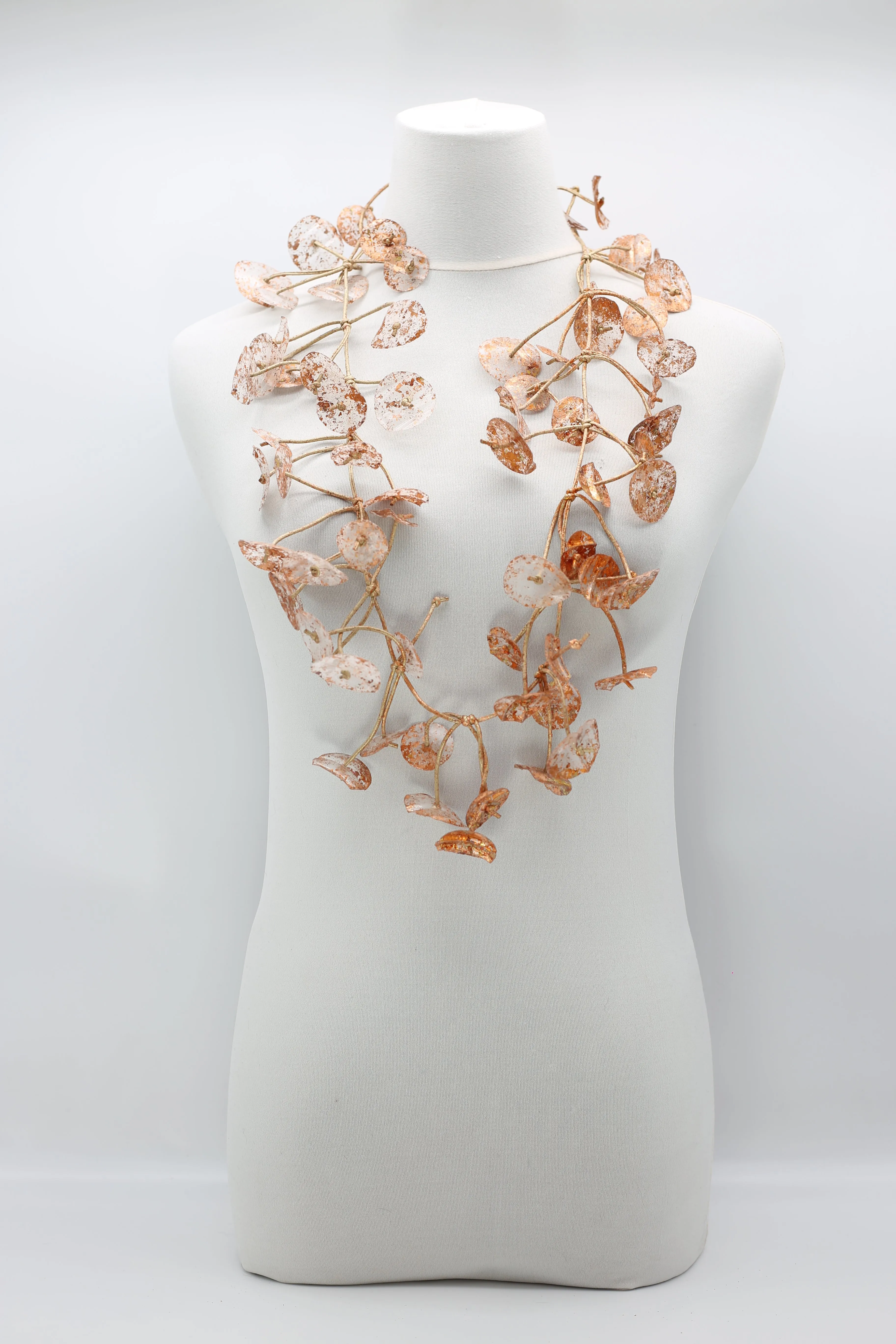 Aqua Water Lily Leaf Necklaces - Hand-gilded - Long