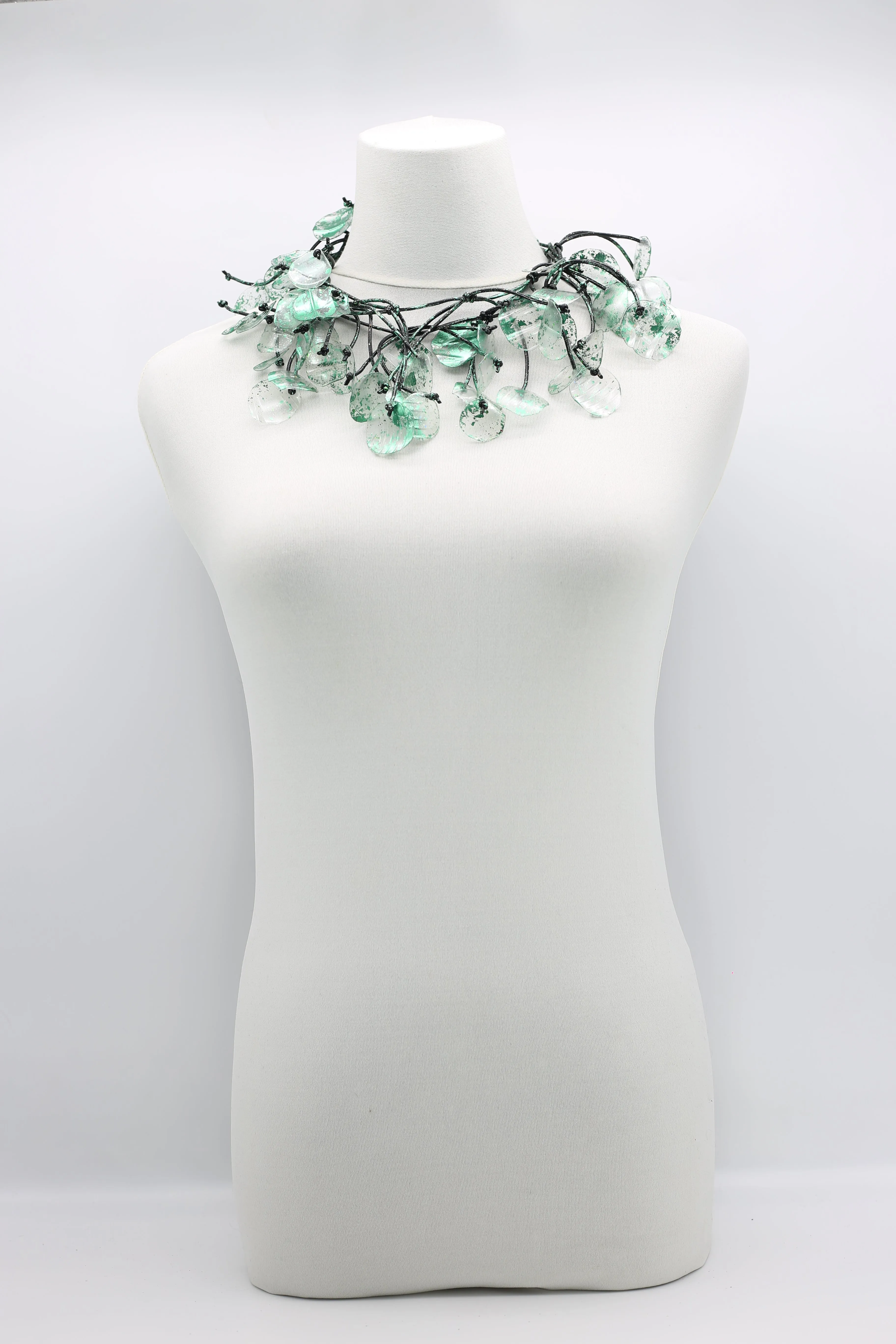 Aqua Water Lily Leaf Necklaces - Hand-gilded - Long