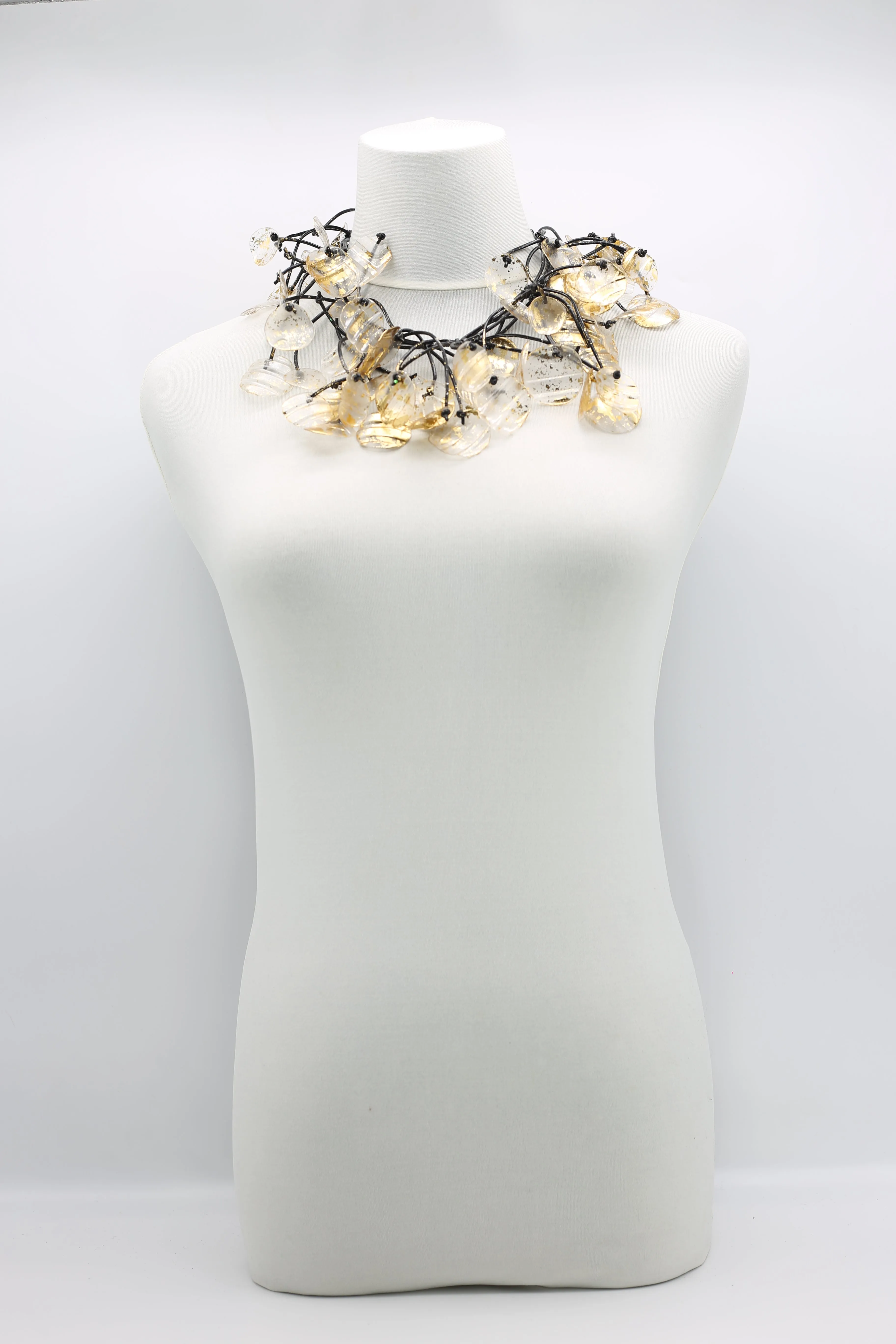 Aqua Water Lily Leaf Necklaces - Hand-gilded - Long