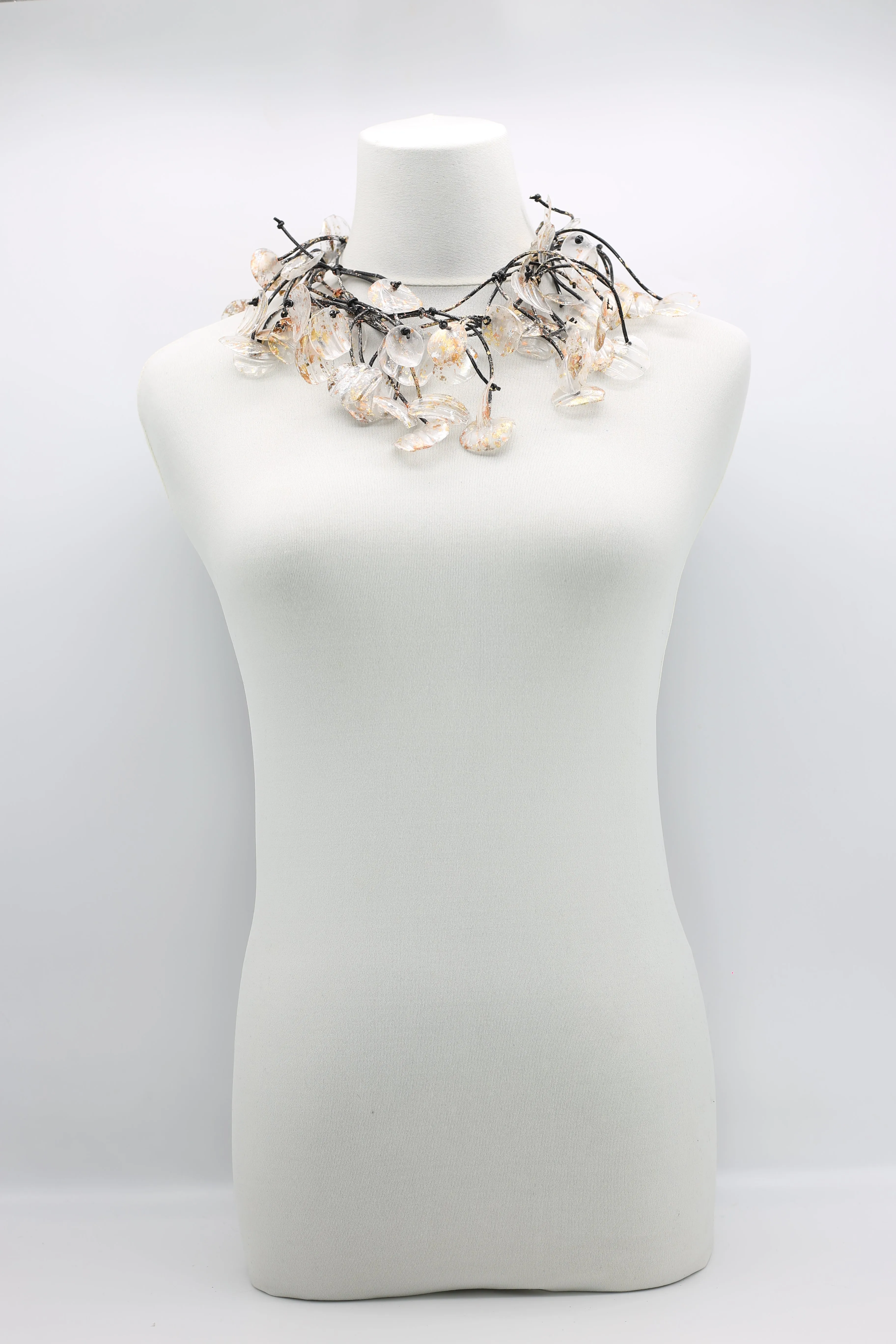 Aqua Water Lily Leaf Necklaces - Hand-gilded - Long