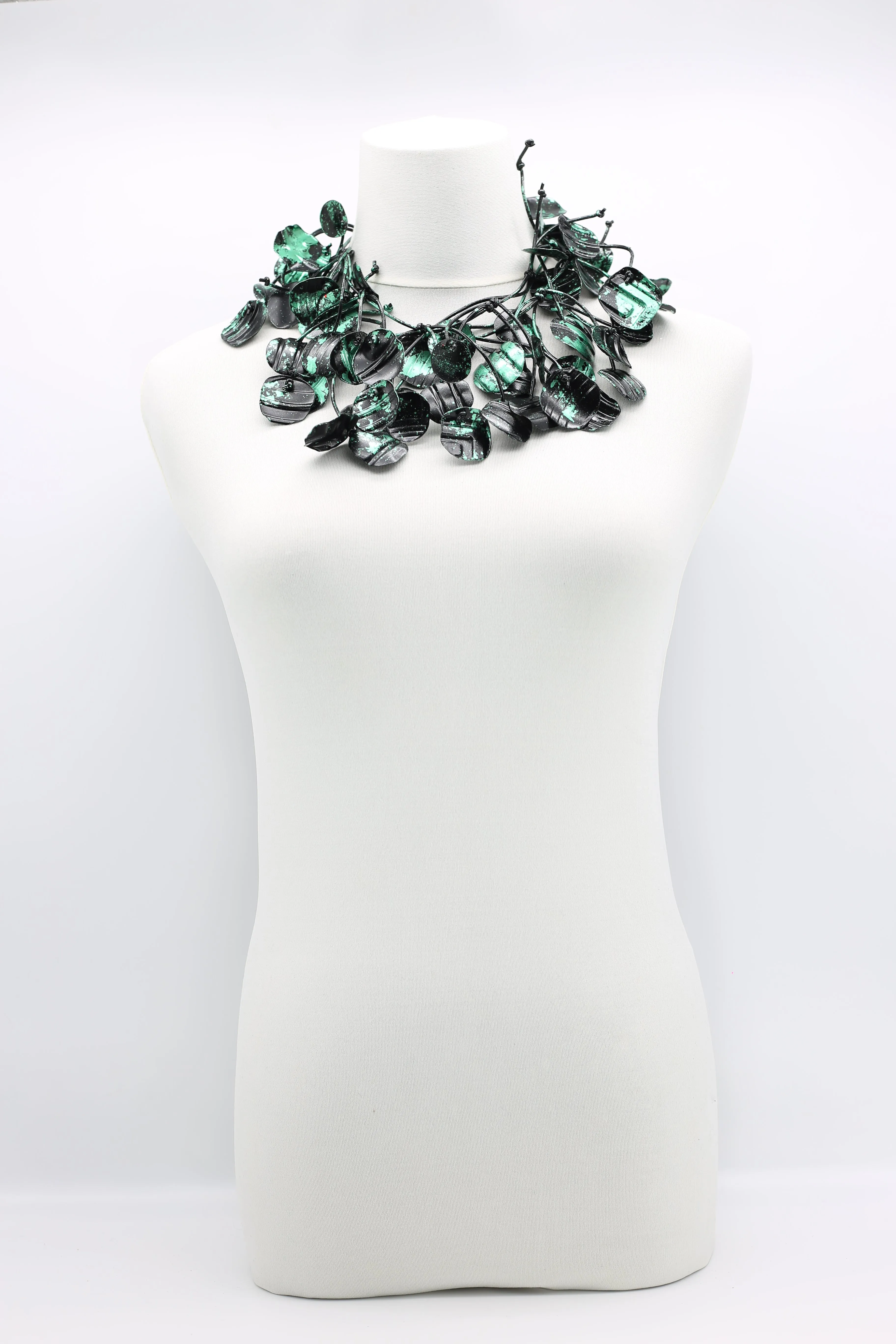Aqua Water Lily Leaf Necklaces - Hand-gilded - Long