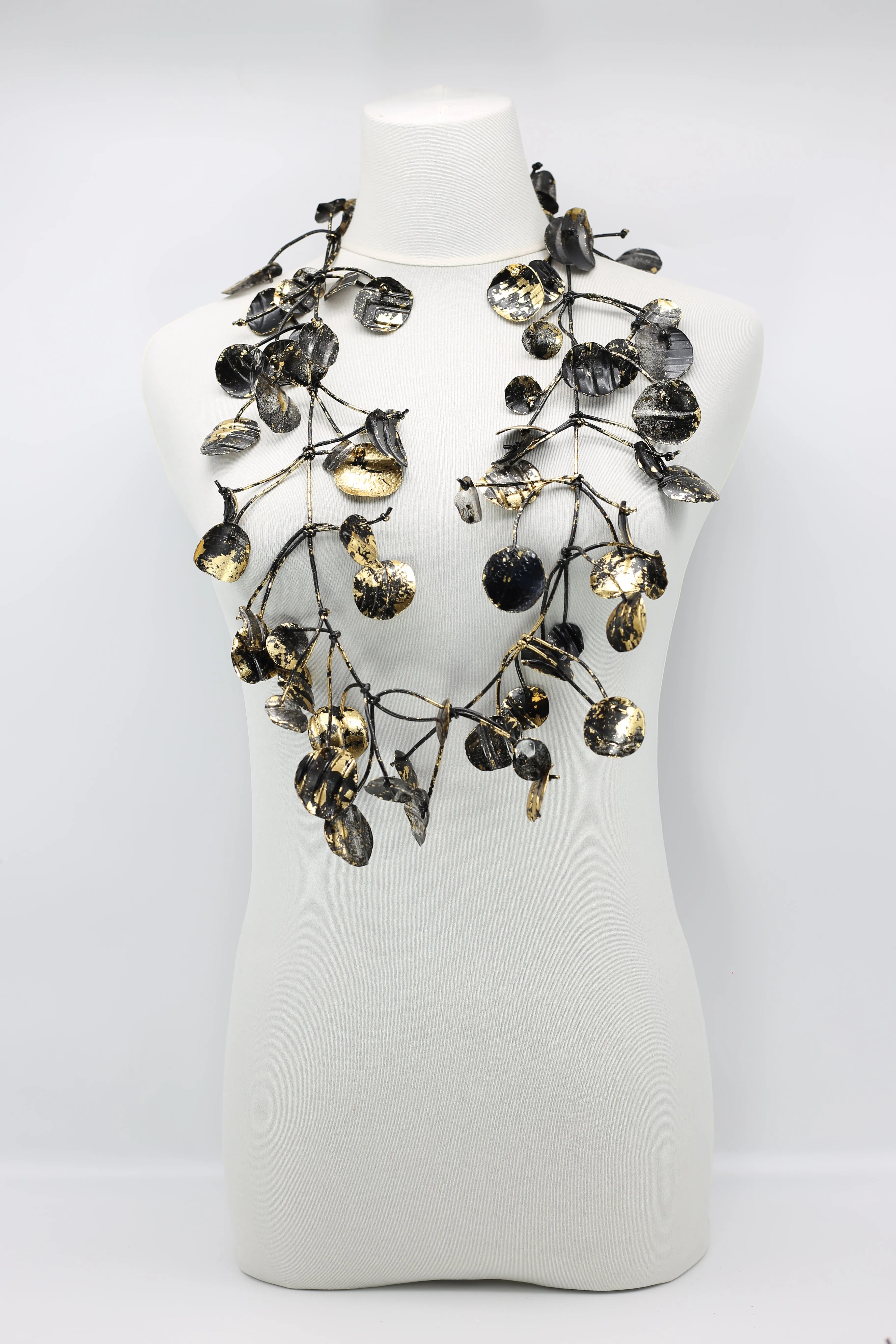 Aqua Water Lily Leaf Necklaces - Hand-gilded - Long