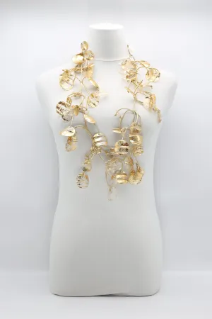 Aqua Water Lily Leaf Necklaces - Hand-gilded - Long