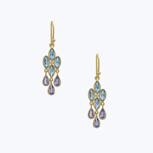 Aquamarine and Tanzanite Chandelier Earrings