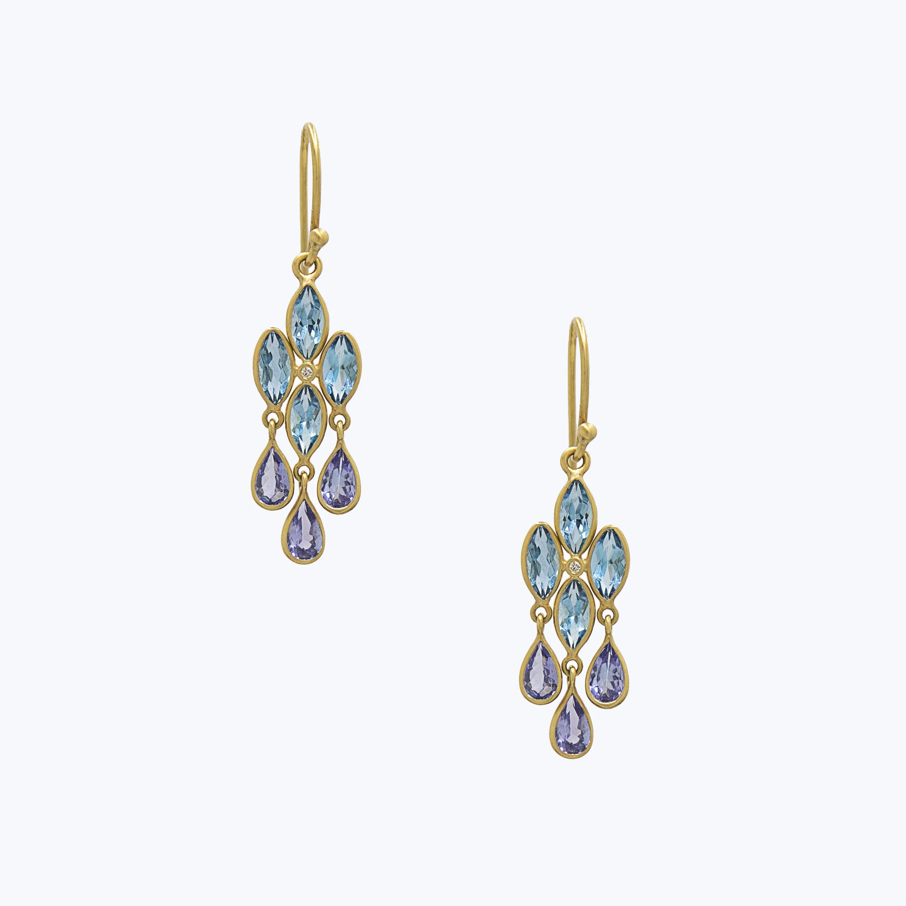 Aquamarine and Tanzanite Chandelier Earrings