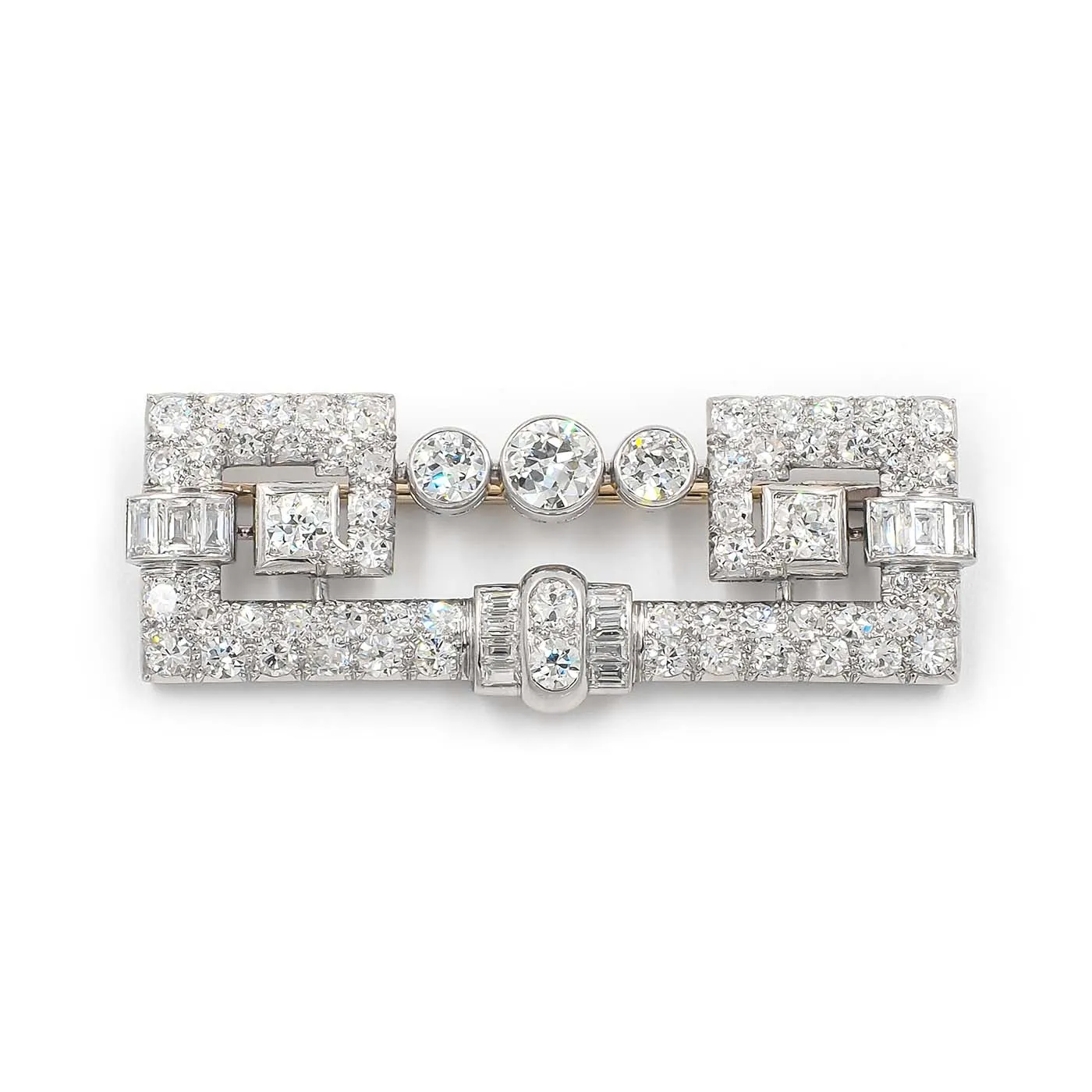 Art Deco 4.50 Ctw. Diamond Geometric Brooch