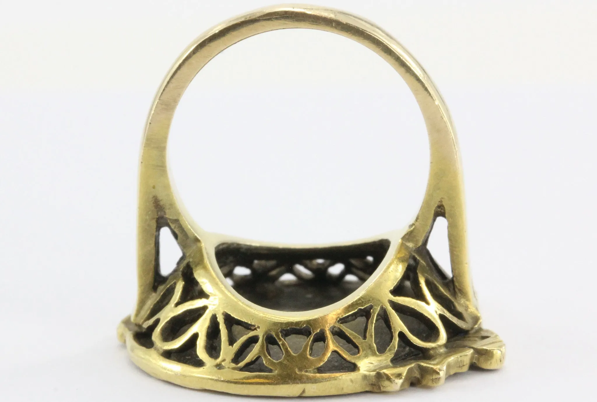 Art Nouveau 14K Gold & Diamond Gibson Girl w/ Iris Ring