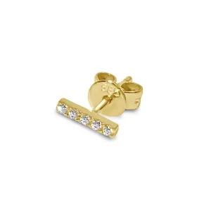 Atelier All Day 14K Gold & CZ Bar Stud Earring - Single