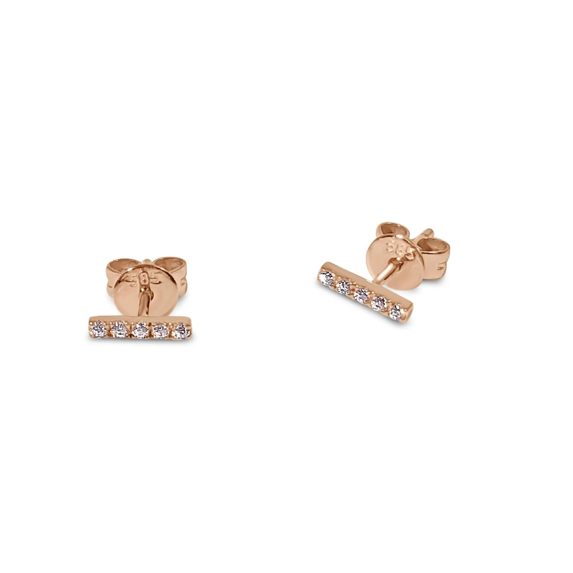 Atelier All Day 14K Gold & CZ Bar Stud Earrings