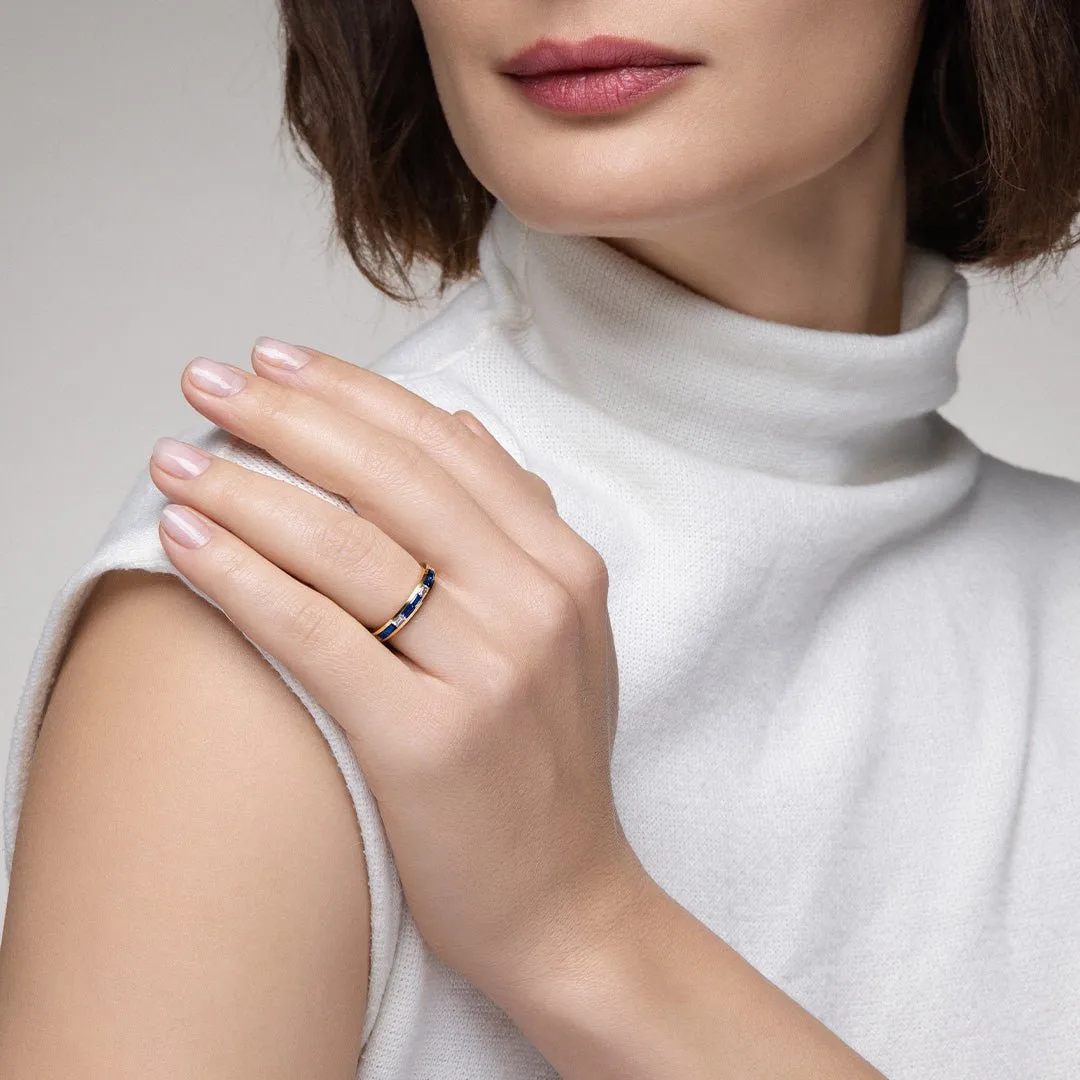 Baguette Sapphire and Diamond Thread Ring