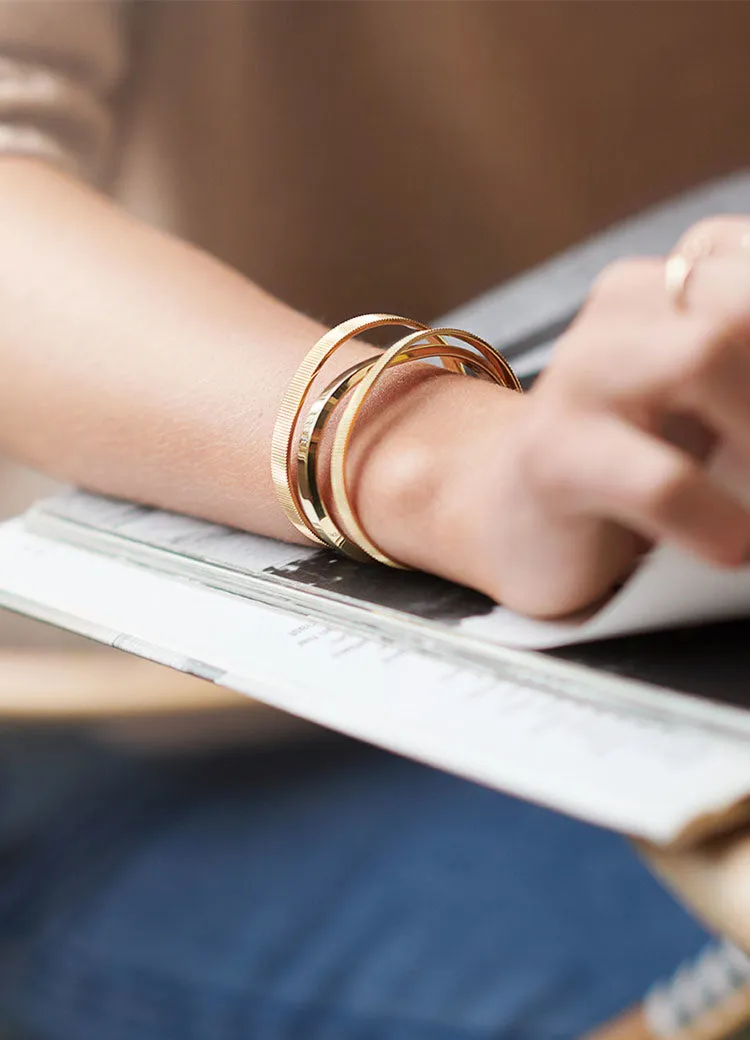Bangle | Thin Ribbed | Small | Gold Plated
