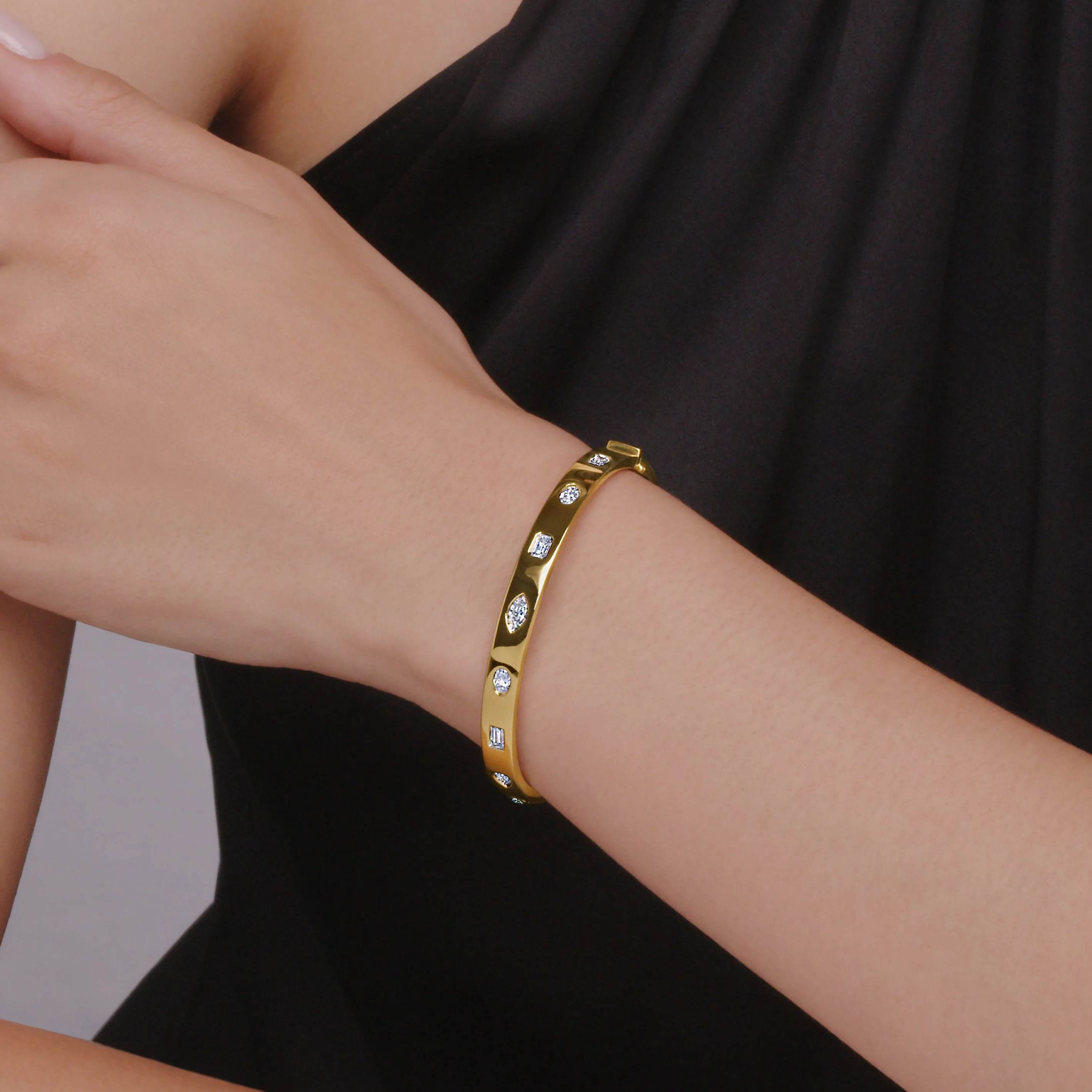 Bangle with Mixed Shape Diamonds