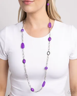 Barcelona Bash - Purple - Acrylic and Faceted Paparazzi Long Necklace