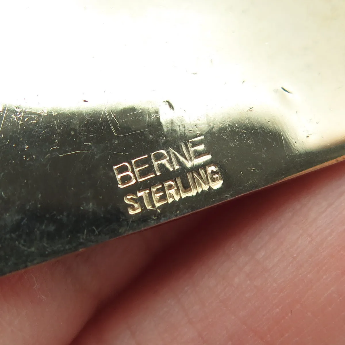 BARNE 925 Sterling Silver Gold Plated Vintage Enamel Modernist Geometric Brooch
