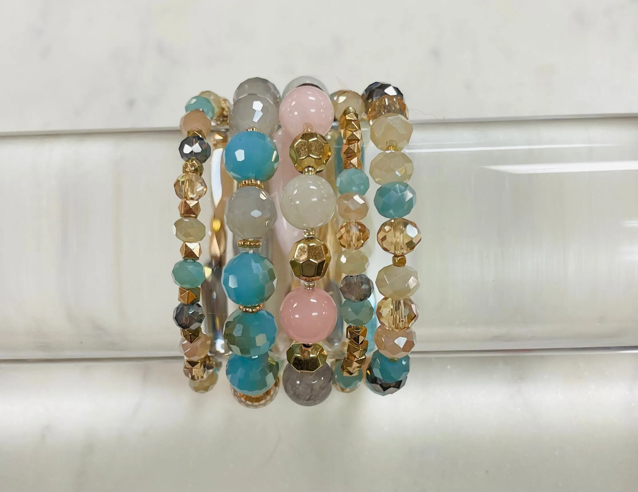 Beaded Bracelet Stack - Cotton Candy