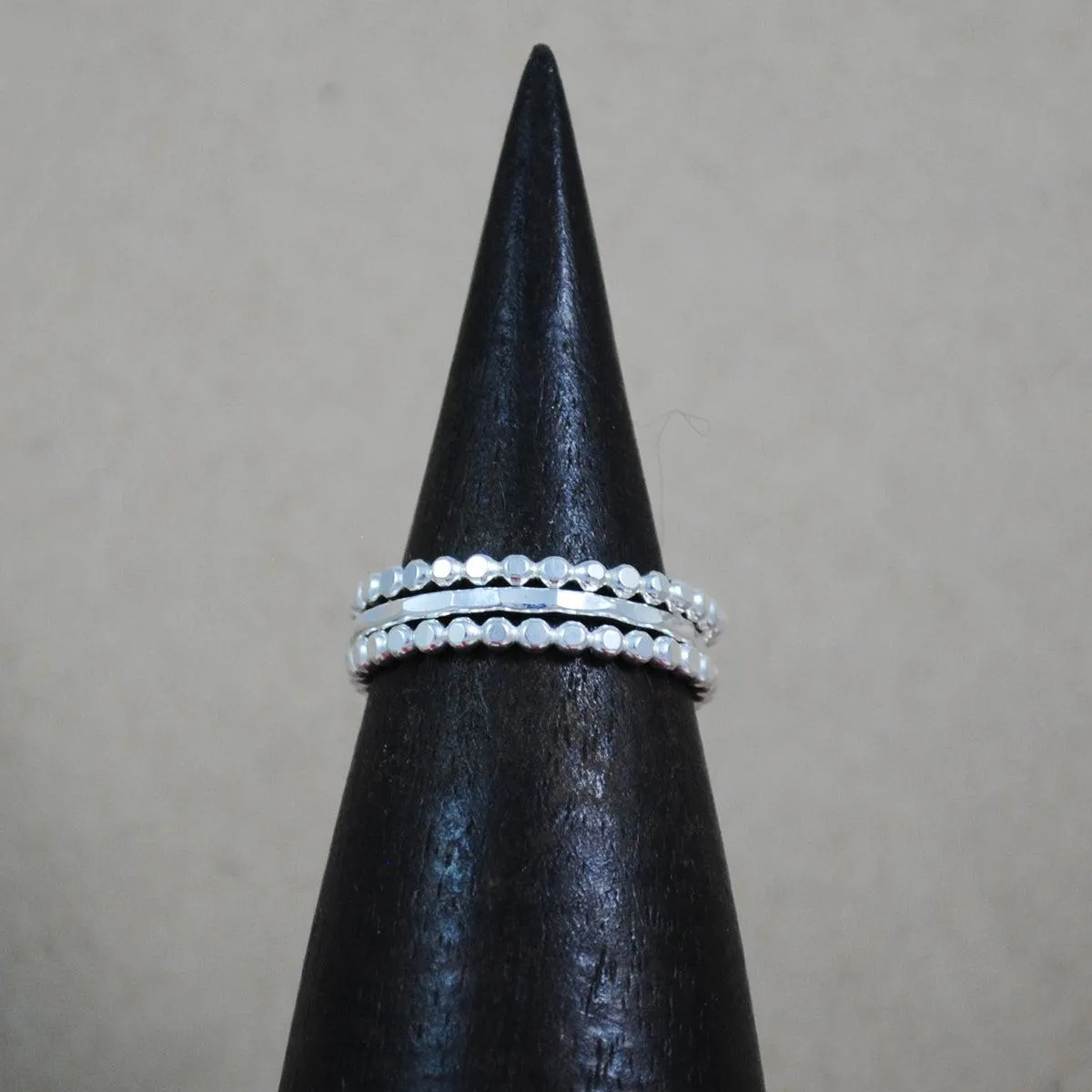 Beaded Stacking Rings - Sterling Silver