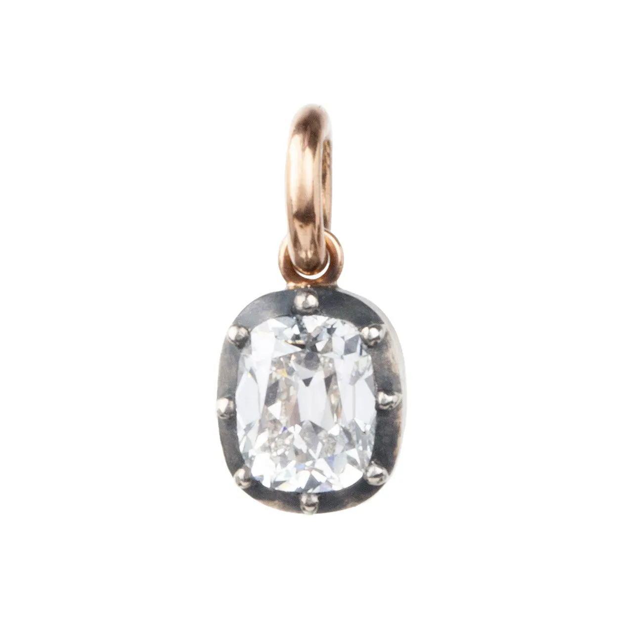 Bell & Bird Cutaway Elongated Old Mine Cut Diamond Pendant