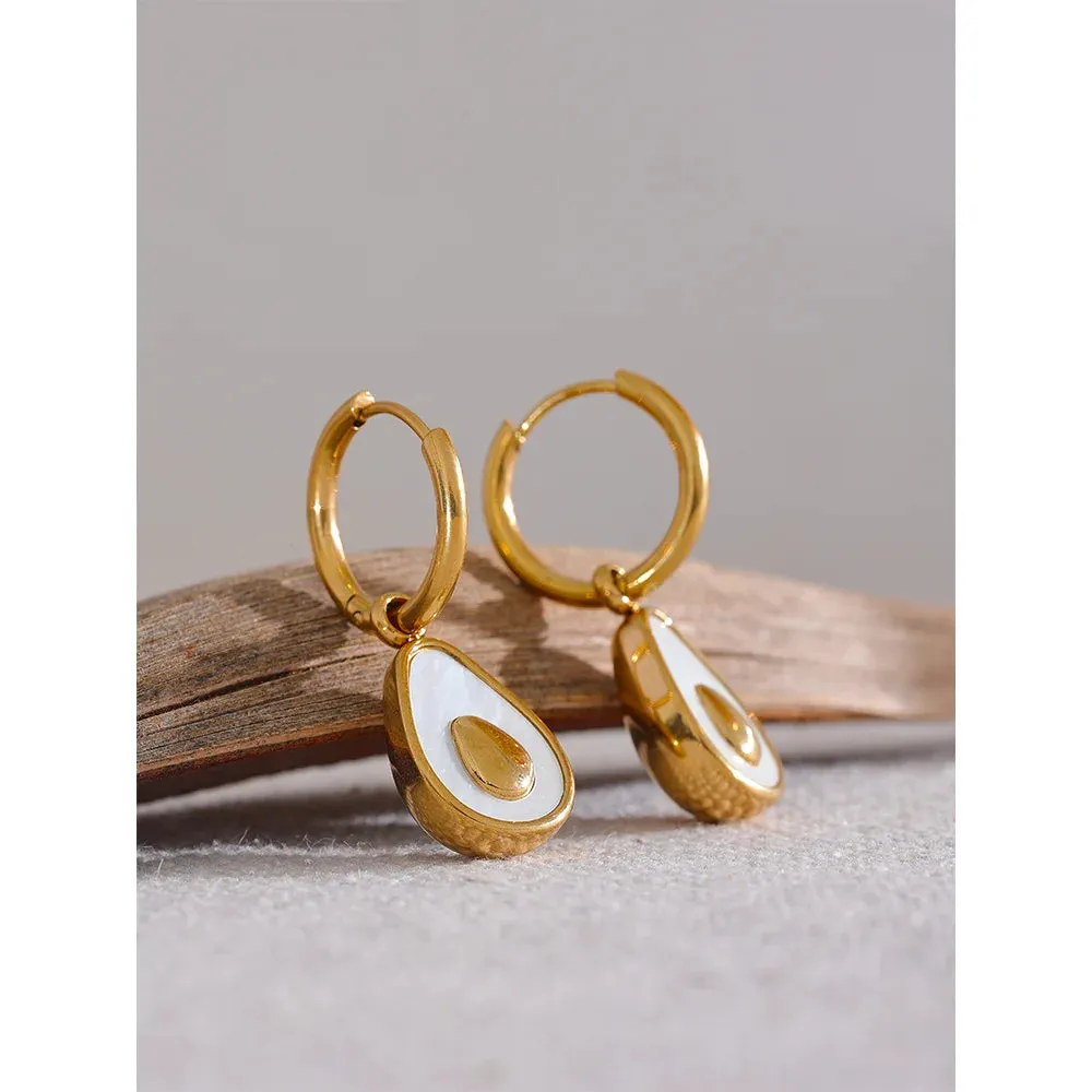 Bellina Golden Shell Avocado Earrings
