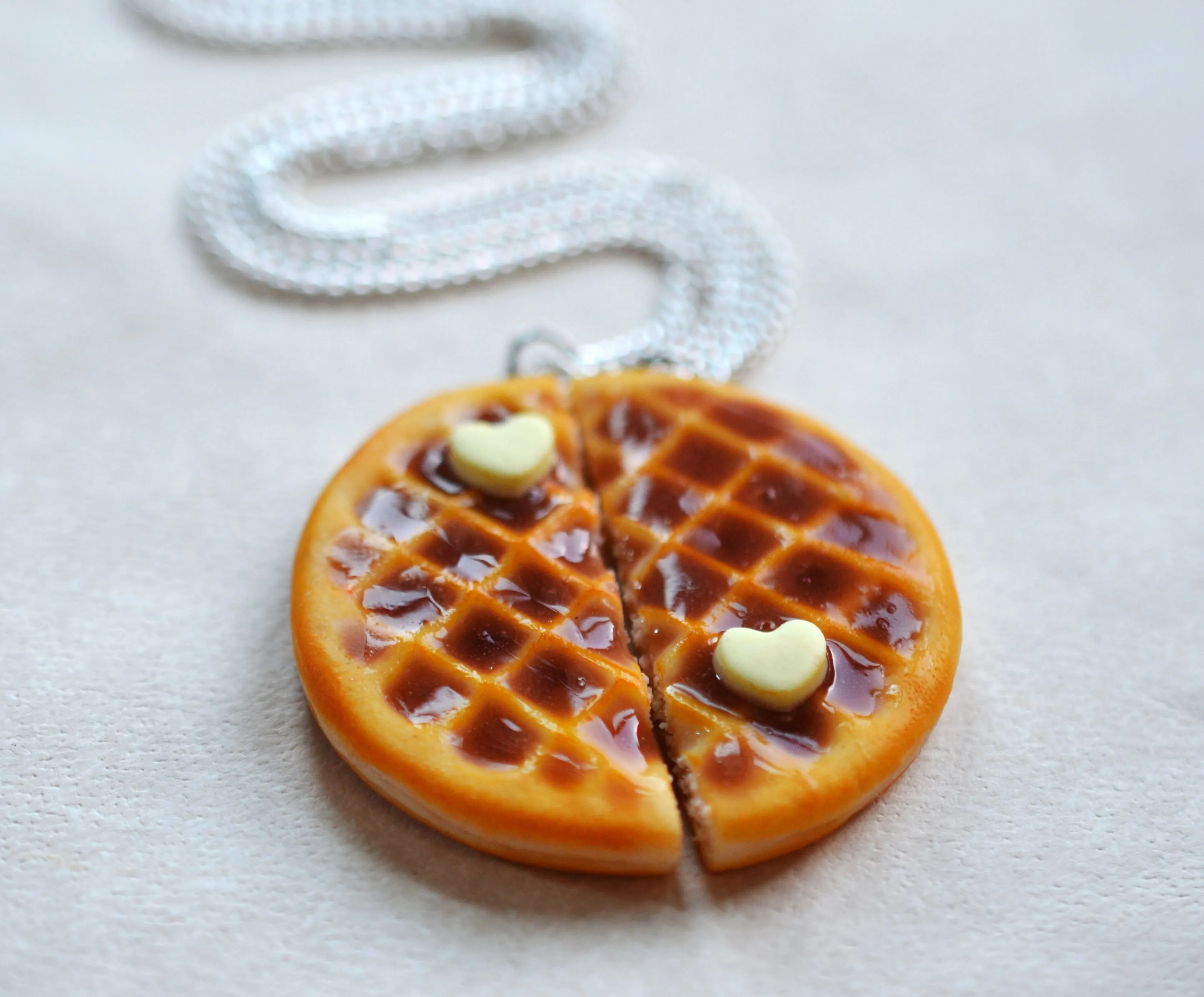 Best friend BFF Waffle Necklace Set