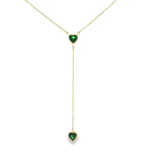 Bezel Heart Lariat Necklace