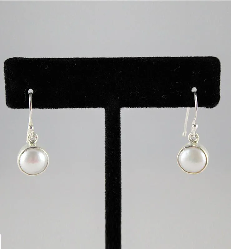 Bezel Set Pearl Drop Earrings