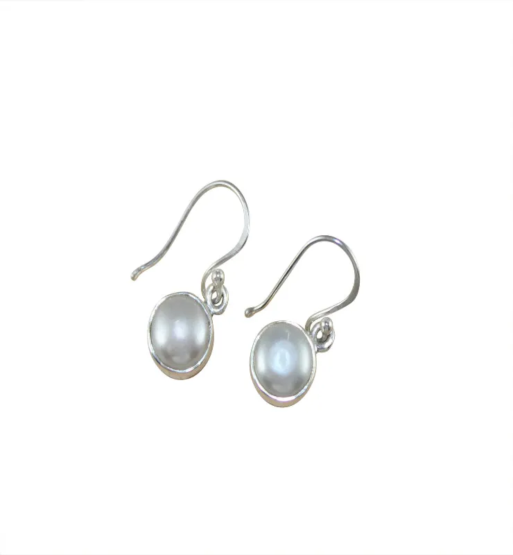 Bezel Set Pearl Drop Earrings