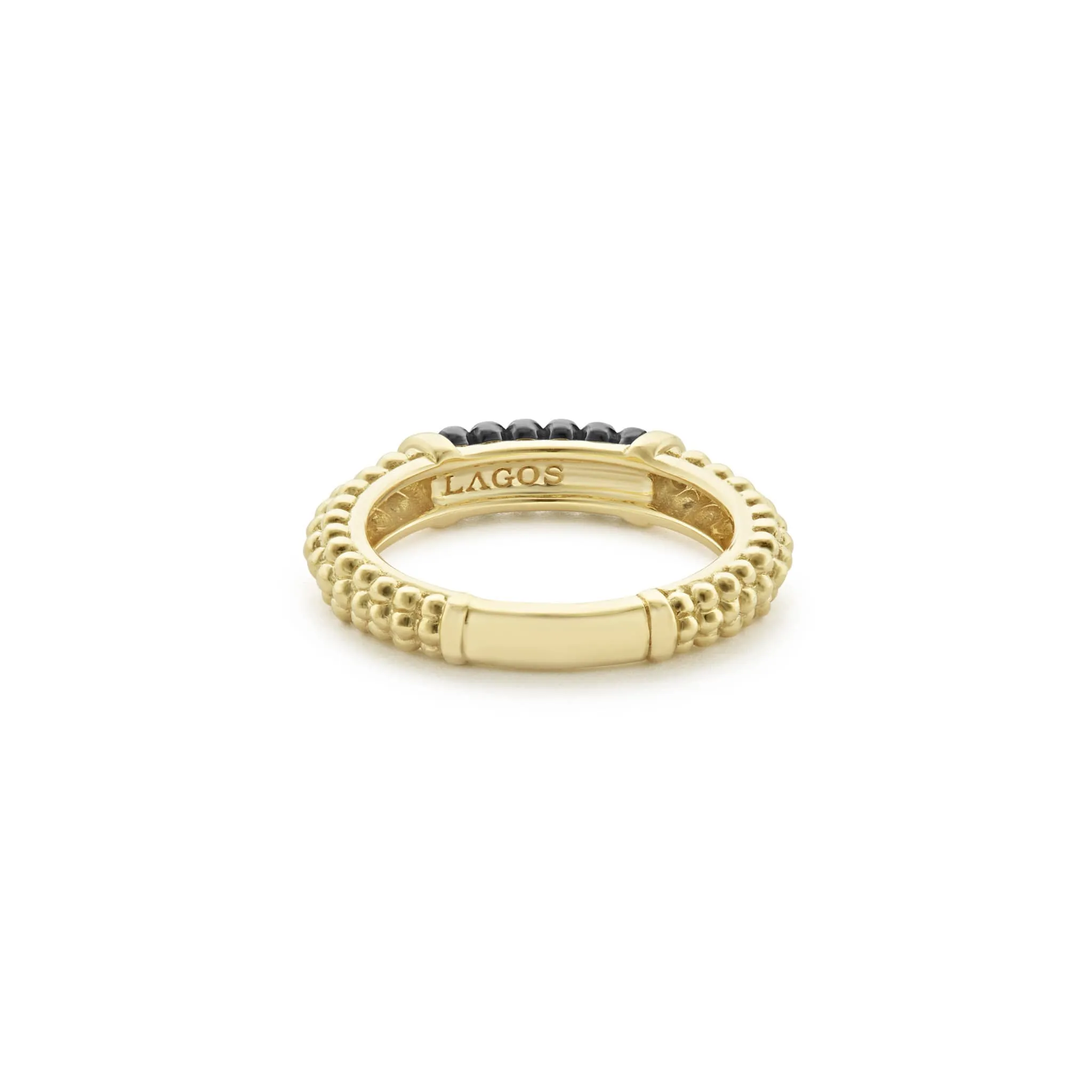 Black Caviar Ceramic 18K Gold Caviar Stacking Ring
