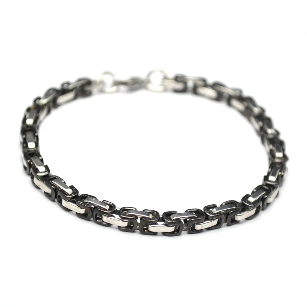 Black Gold Plated Byzantine Stainless Steel Bracelet for Men