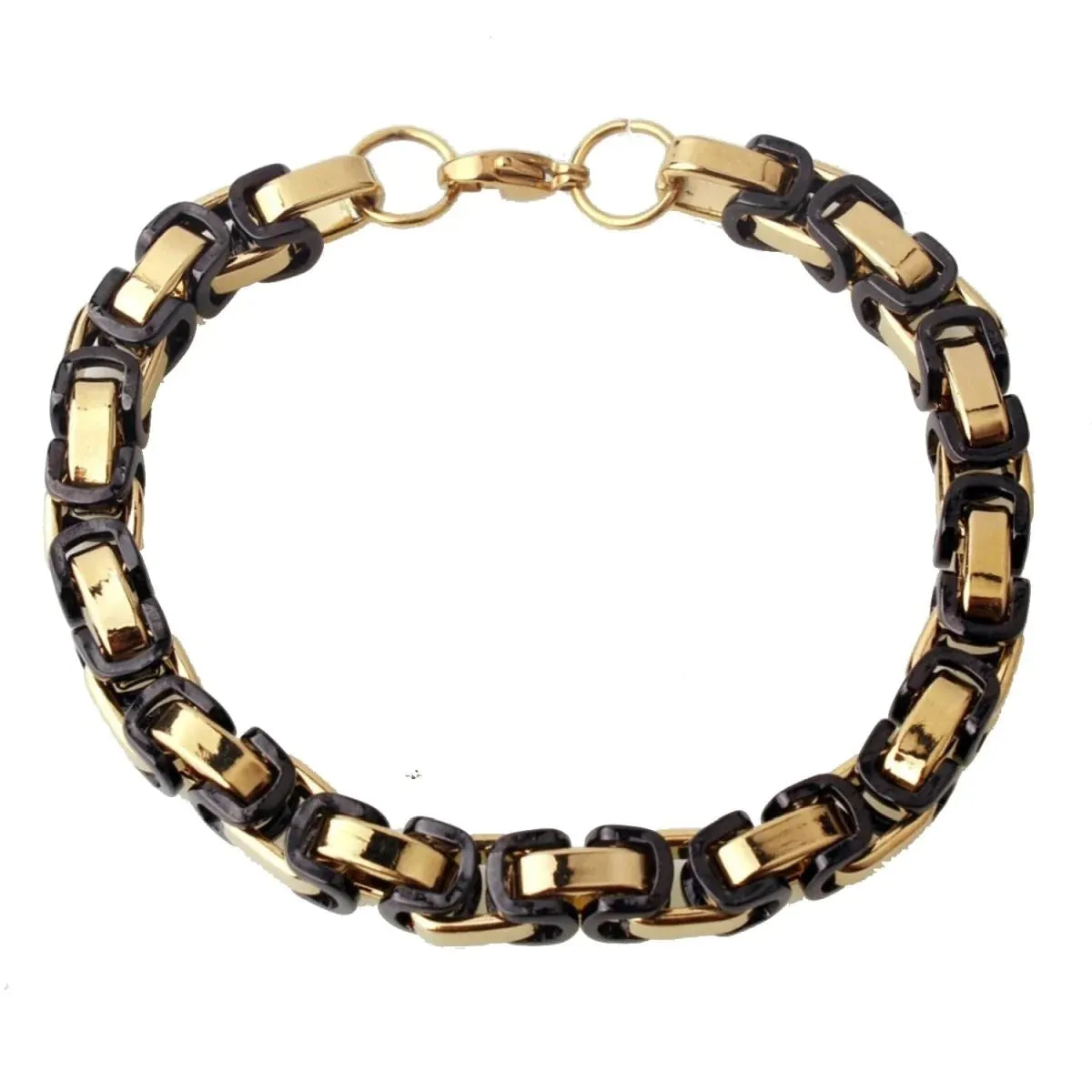 Black Gold Plated Byzantine Stainless Steel Bracelet for Men