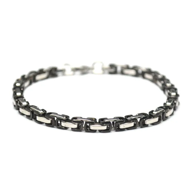 Black Gold Plated Byzantine Stainless Steel Bracelet for Men