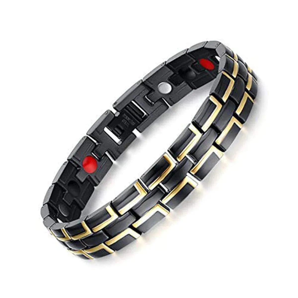 Black Stainless Steel Magnet Health Care Therapy Bio Energy Bracelet - Promote Wellness with a Sleek Design