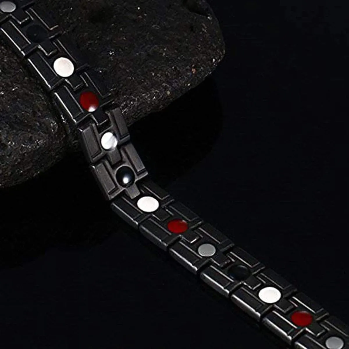 Black Stainless Steel Magnet Health Care Therapy Bio Energy Bracelet - Promote Wellness with a Sleek Design