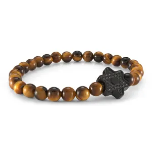 Black Star David Black CZ Tiger Eye Bracelet