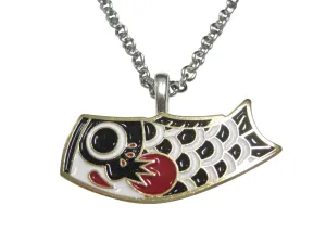 Black Toned Festival Koi Flag Koinobori Pendant Necklace