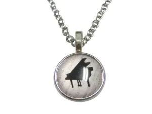 Black Toned Musical Piano Design Pendant Necklace