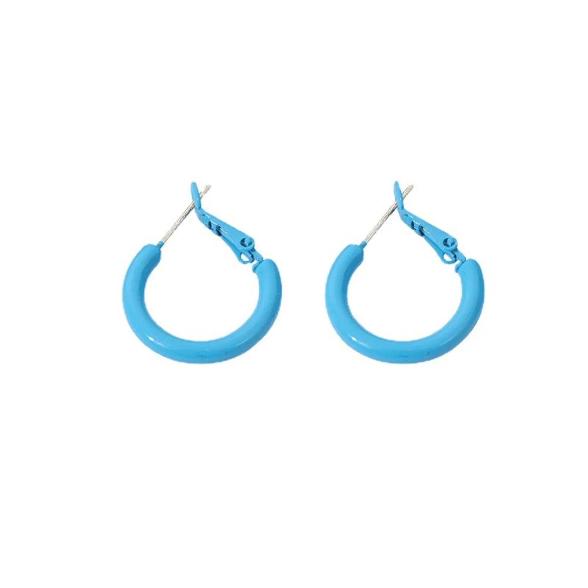 Blue Enamel & Silver-Plated Huggie Earrings