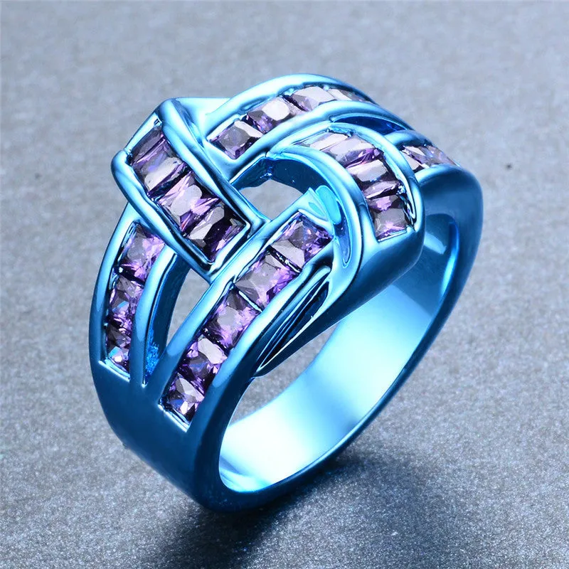 Blue Gold Purple Wine Zircon Ring