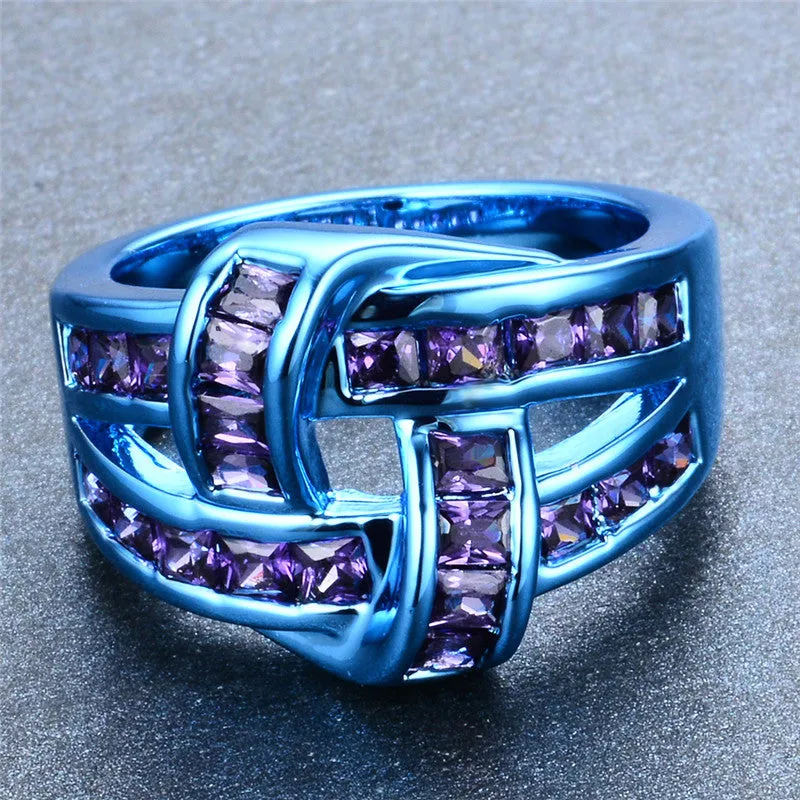 Blue Gold Purple Wine Zircon Ring