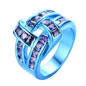 Blue Gold Purple Wine Zircon Ring