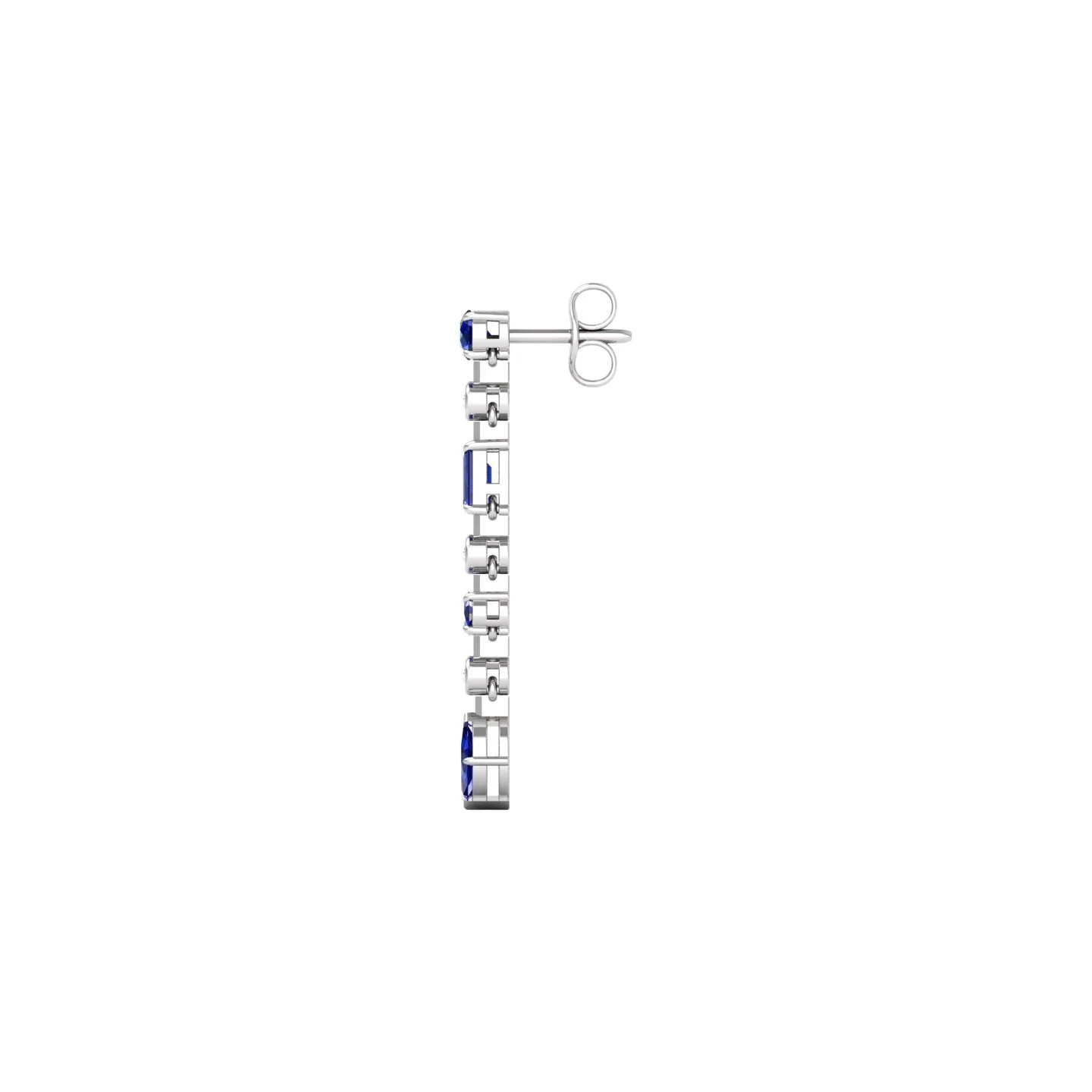 Blue Sapphire and Diamond Linear Drop Earrings