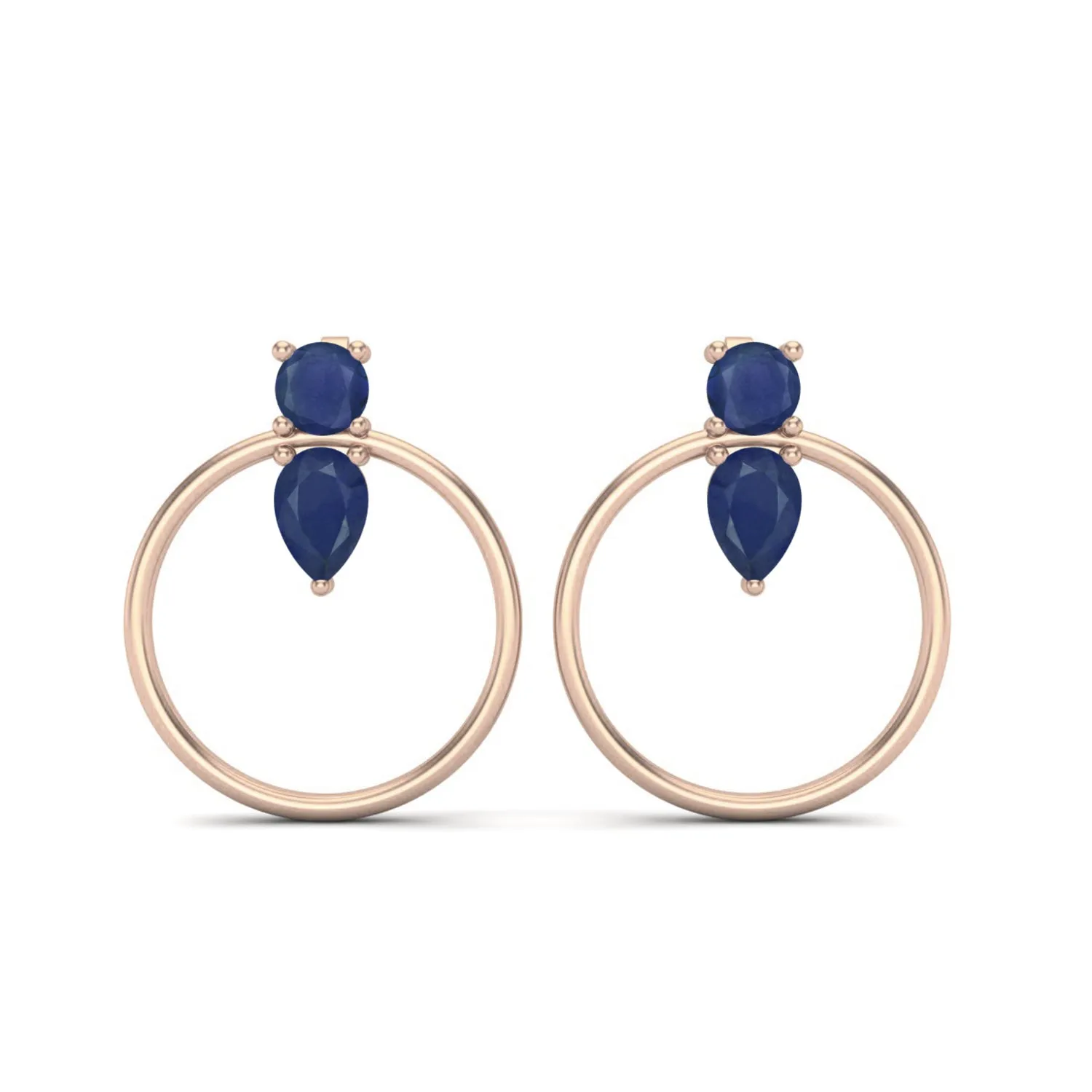 Blue Sapphire Open Circle 925 Sterling Silver Earring ,Minimalist Earrings, Dainty Earrings