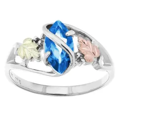 Blue Topaz - Sterling Silver Black Hills Gold Ring