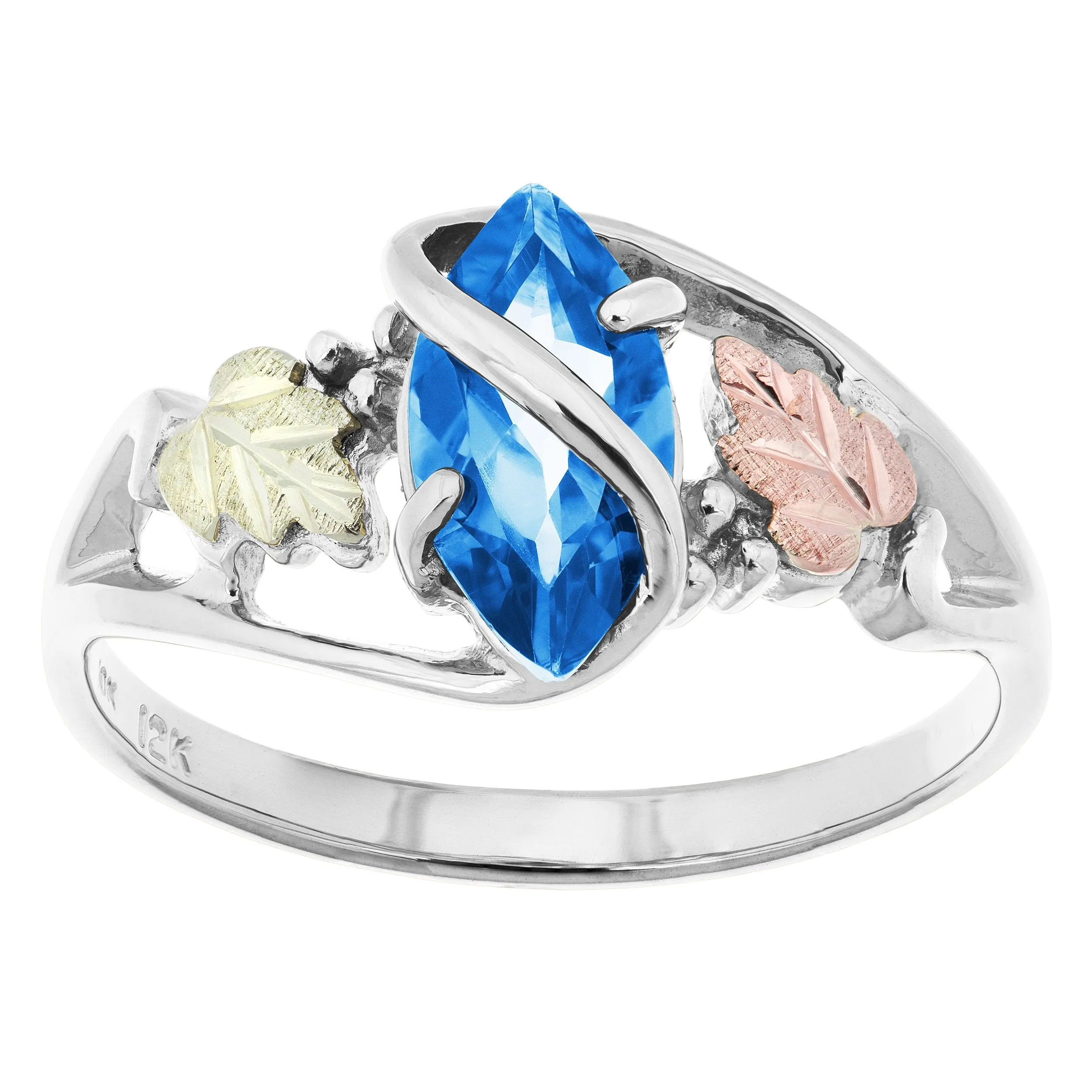 Blue Topaz - Sterling Silver Black Hills Gold Ring