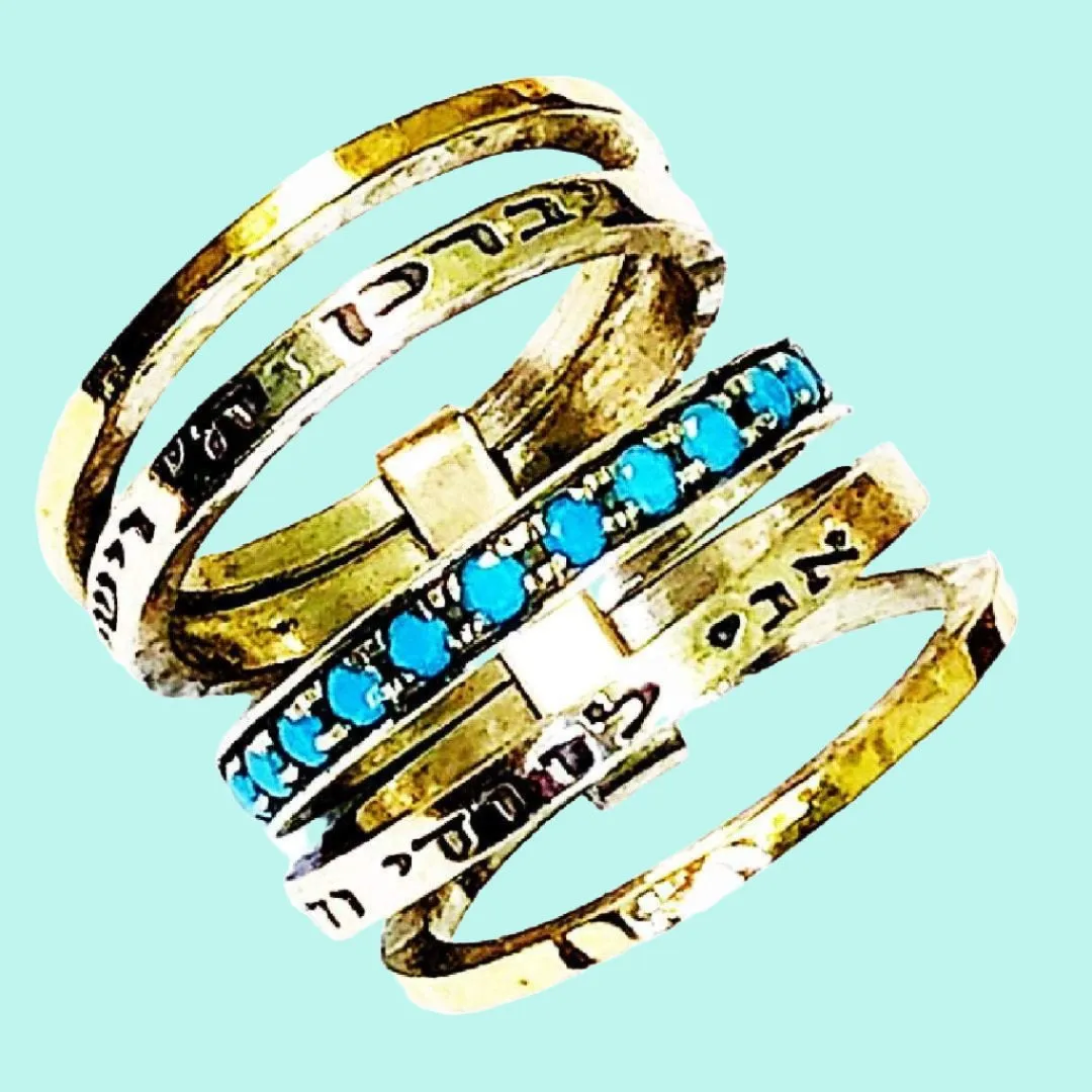 Bluenoemi Hebrew Blessings Ring