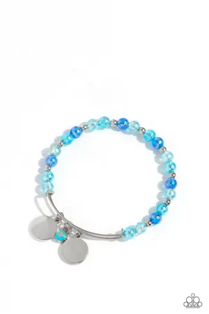 Bodacious Beacon - Blue - with Iridescent Shimmer Bead Paparazzi Bangle Bracelet