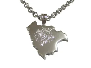 Bolivia Map Shape and Flag Design Pendant Necklace