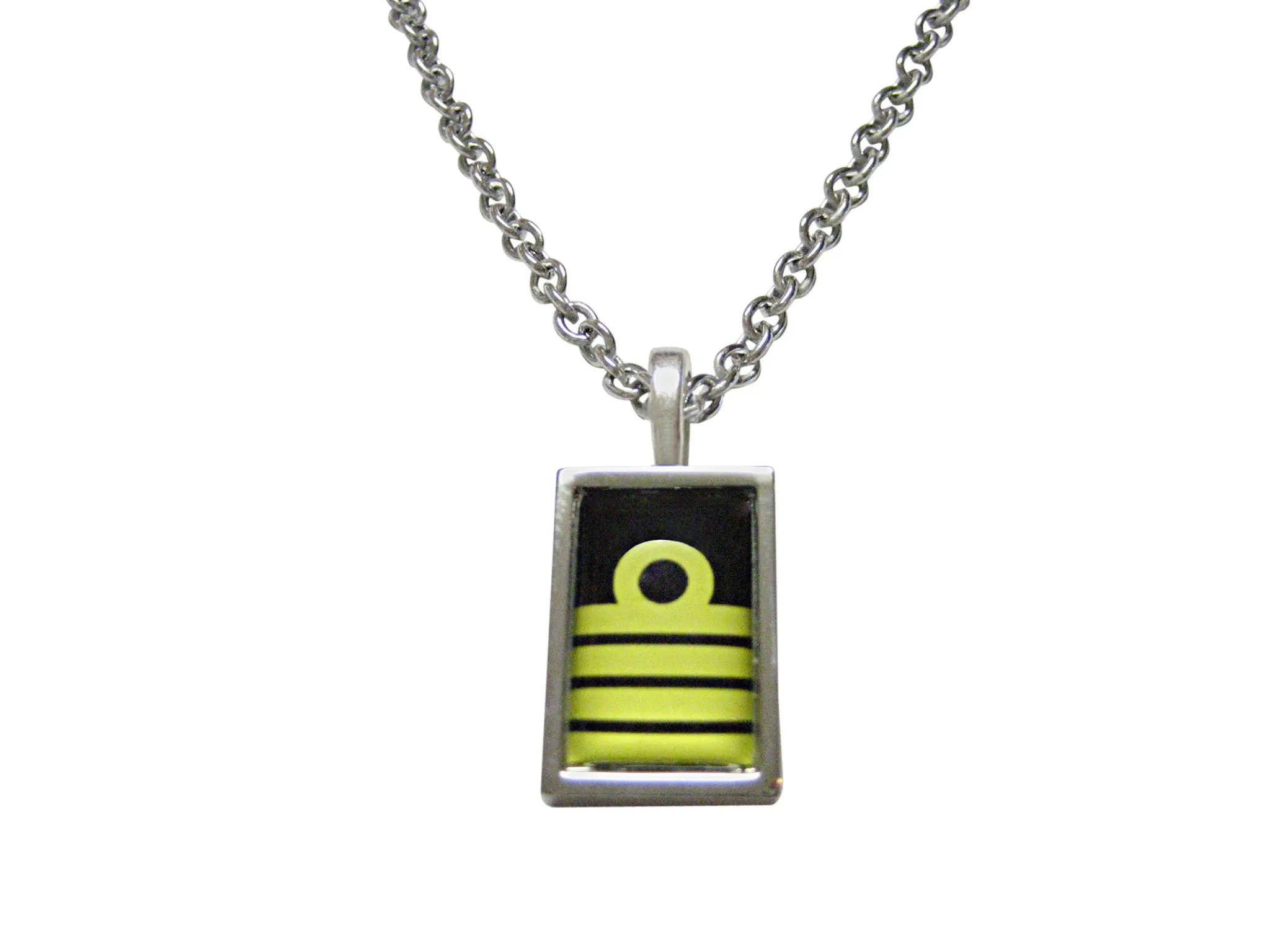 Bordered Rectangular Nautical Captain Rank Necklace