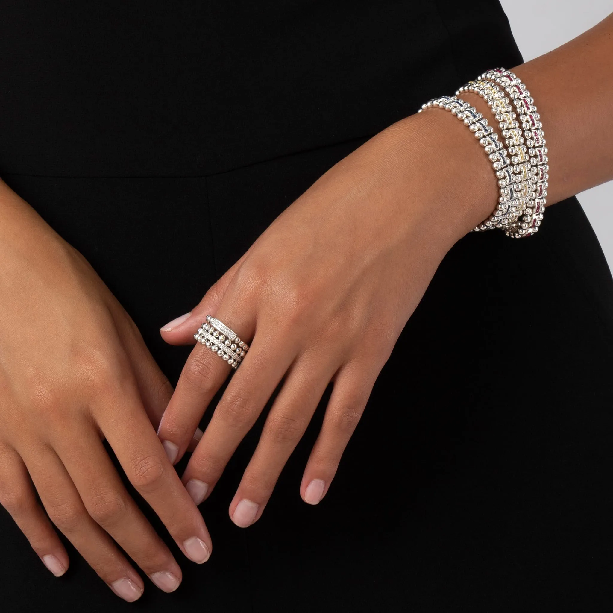Caviar Spark Diamond Stacking Ring