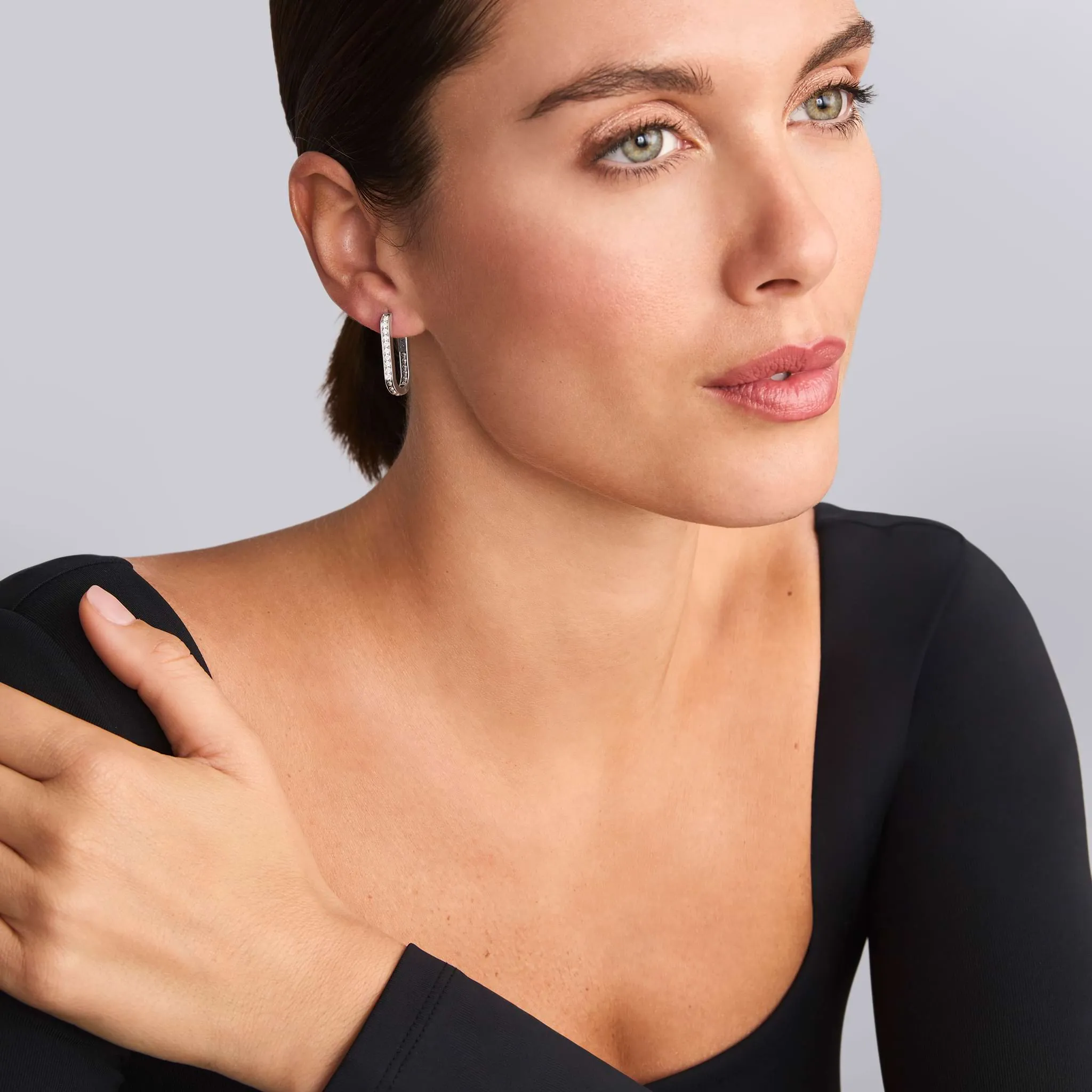Caviar Spark Linear Diamond Hoop Earrings