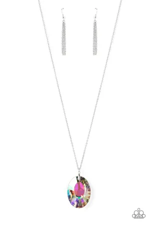 Celestial Essence - Multi - Iridescent Oversized Pendant Paparazzi Long Necklace - 2022 GLOW Convention Exclusive